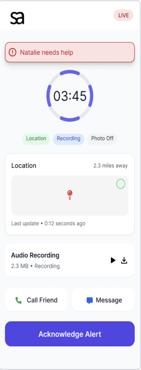 Hi-fi screen showing alert view for helpers