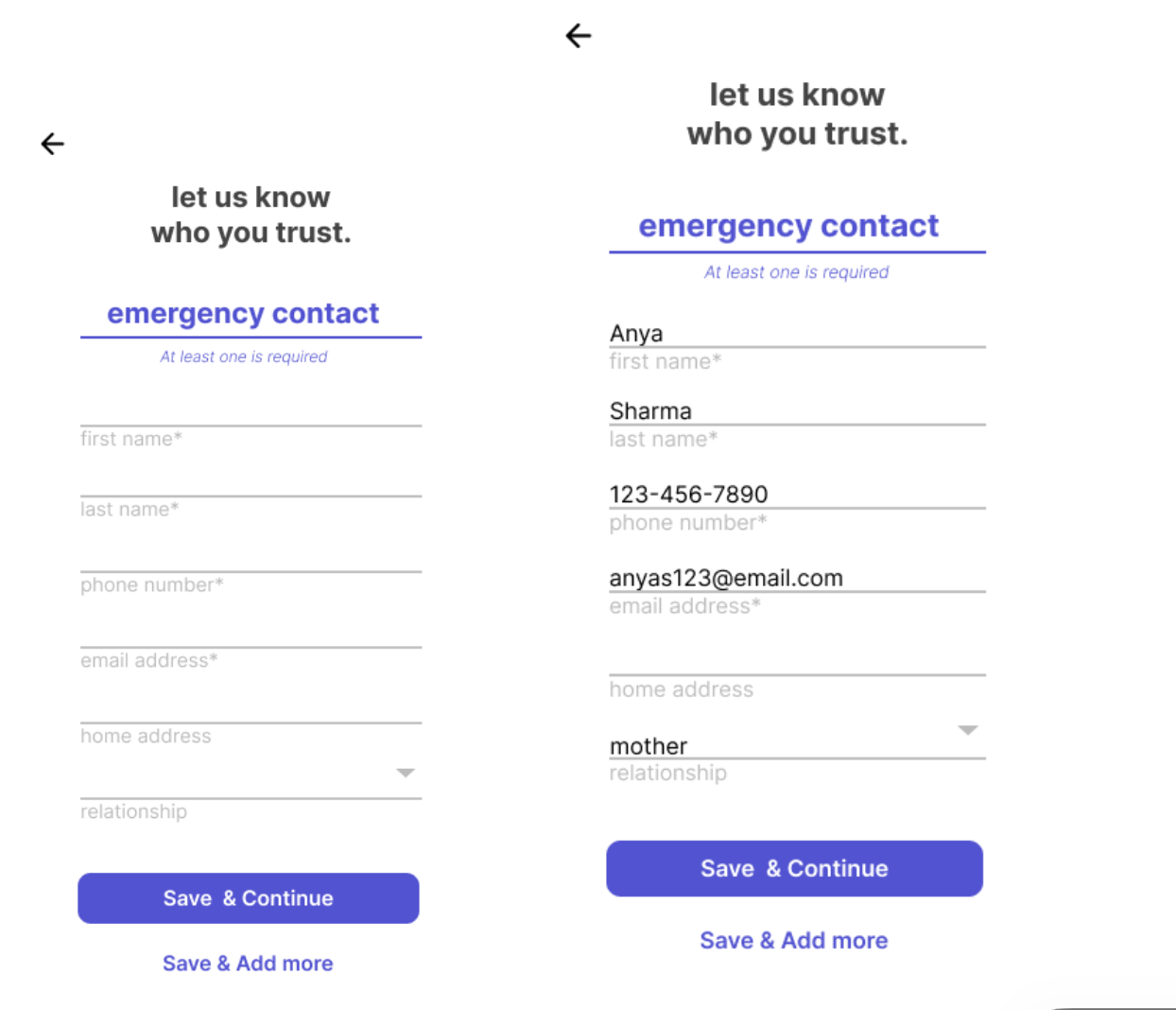 Mid-fi prototype screens showing alert and disguise flow