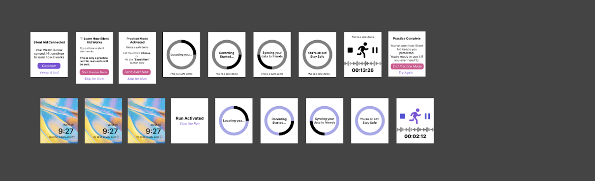 Mid-fi prototype screens showing helper views